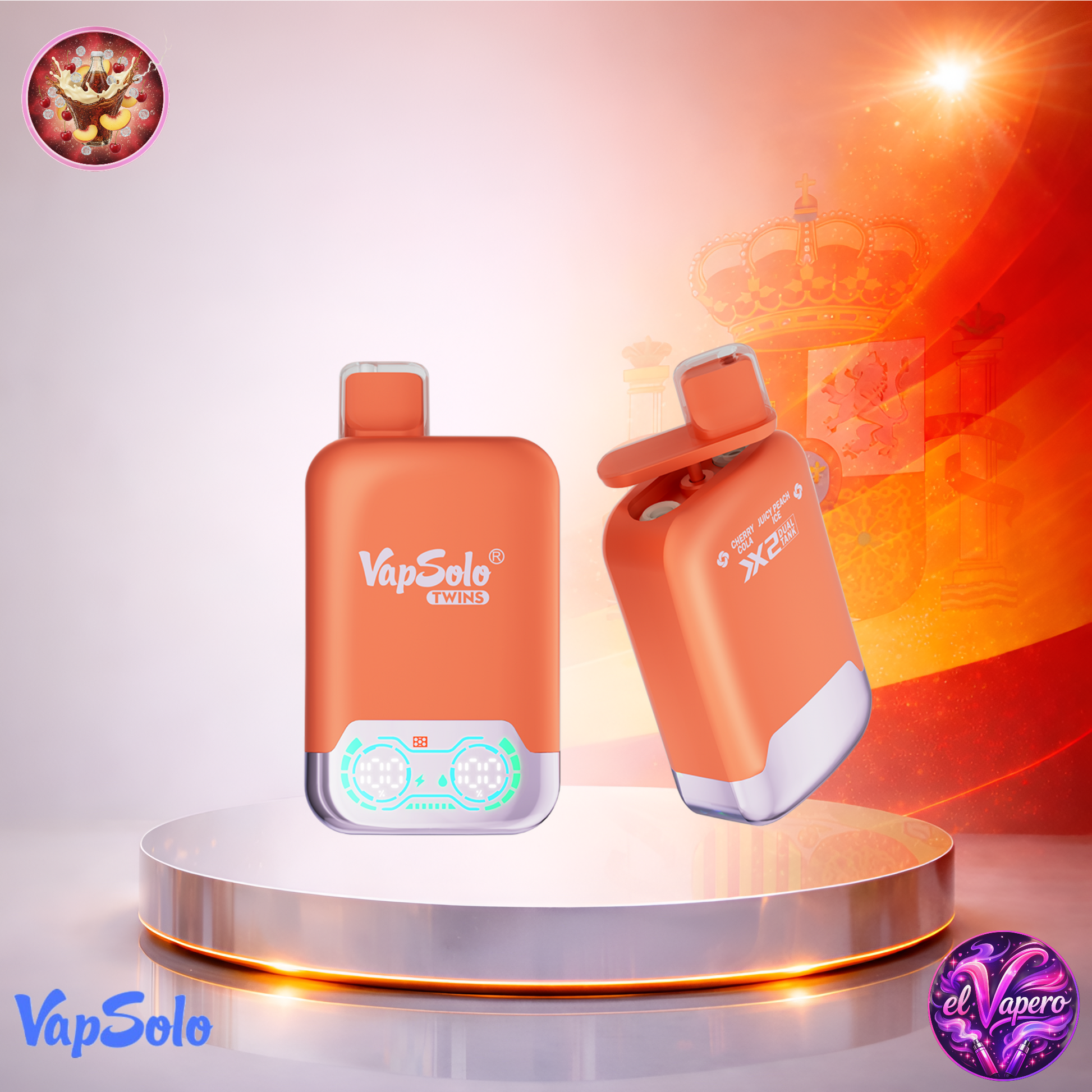 Vapers Desechables - Cigarrillo Electrónico - España - VapSolo - Twins 20K - Cherry Cola Juicy Peach Ice 20000 Caladas - Más baratos