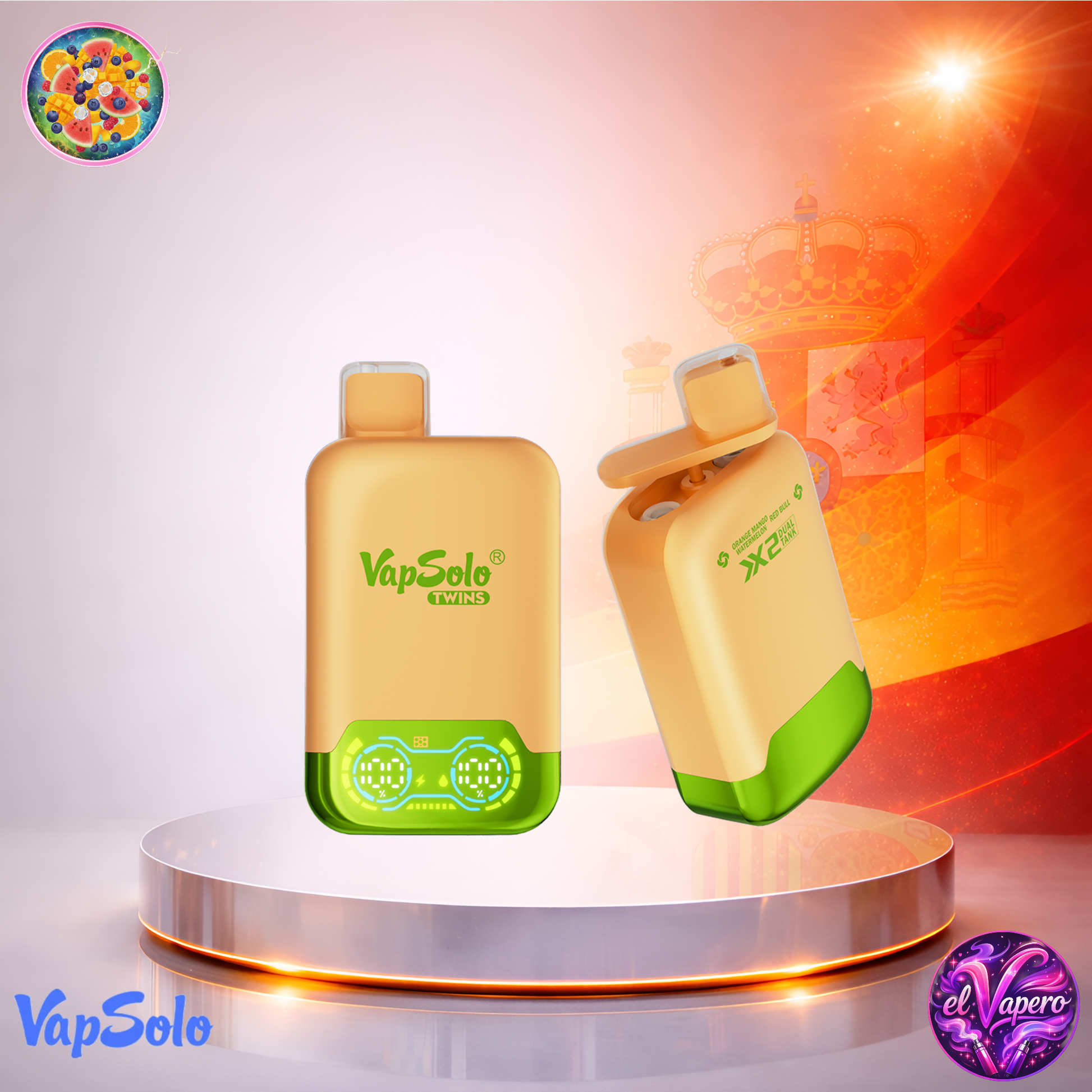 Vapers Desechables - Cigarrillo Electrónico - España - VapSolo - Twins 20K - Orange Mango Watermelon Redbull 20000 Caladas - El mejor precio