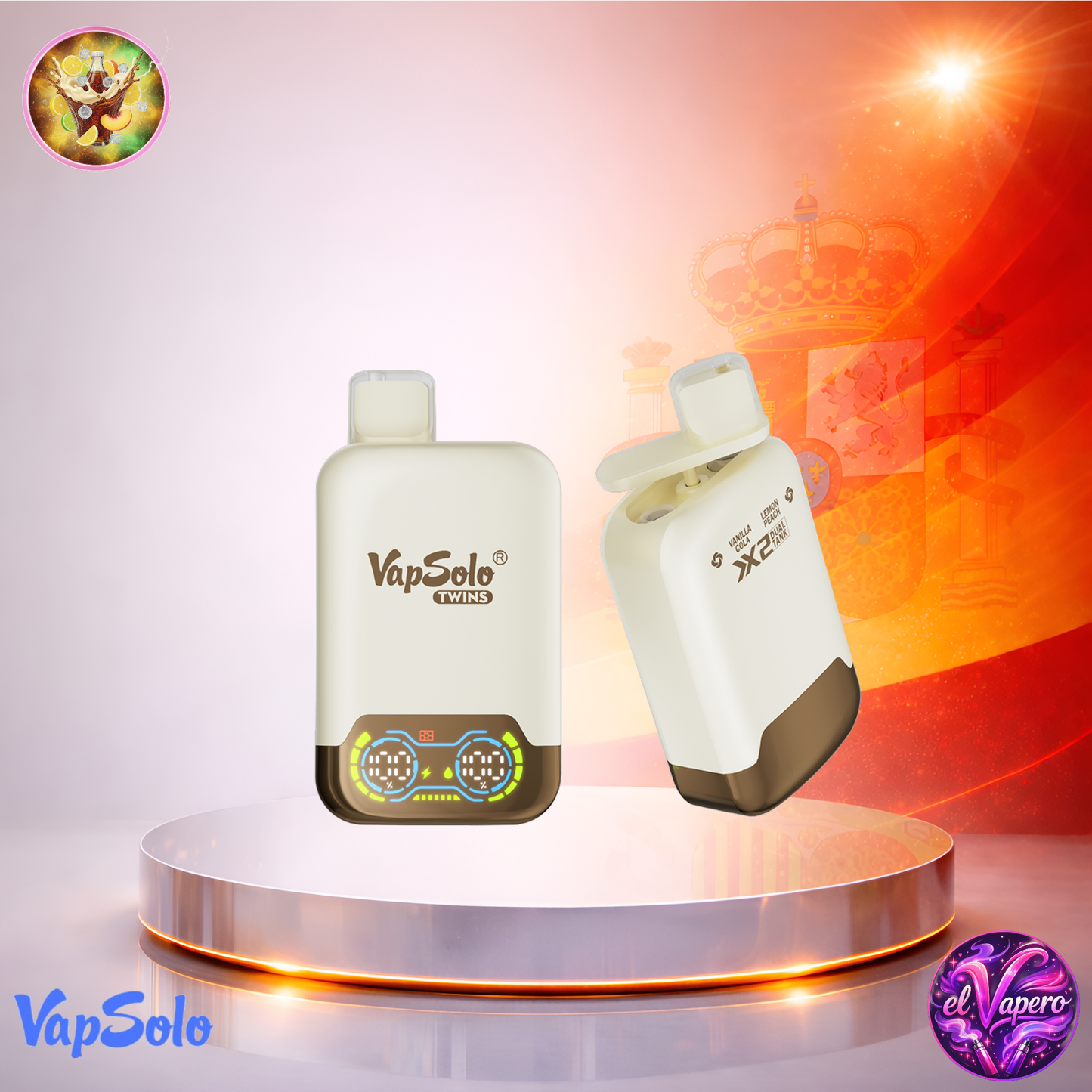 Vapers Desechables - Cigarrillo Electrónico - España - VapSolo - Twins 20K - Vanilla Cola Lemon Peach 20000 Caladas - Más baratos
