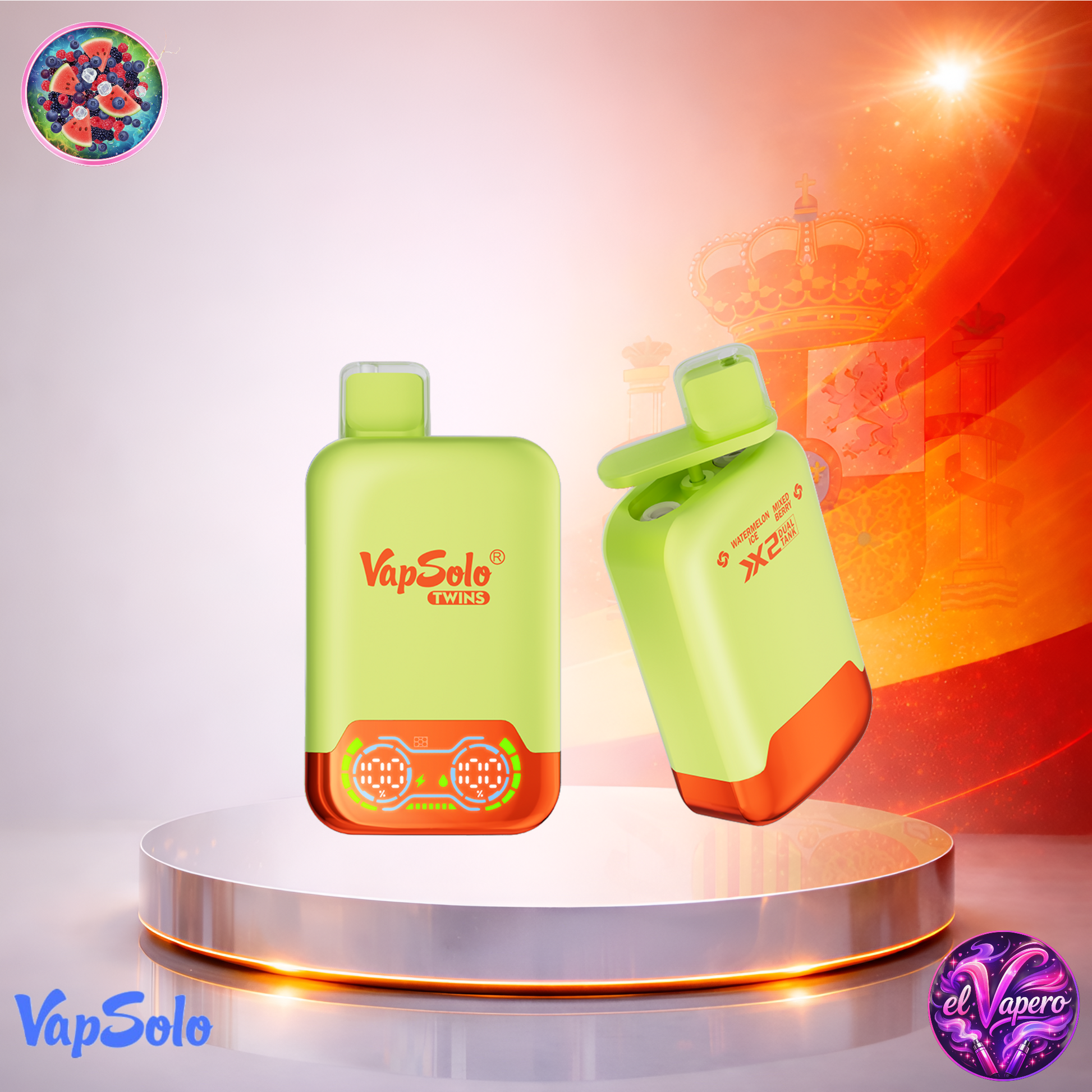 Vapers Desechables - Cigarrillo Electrónico - España - VapSolo - Twins 20K - Watermelon Ice Mixed Berry 20000 Caladas - Más baratos