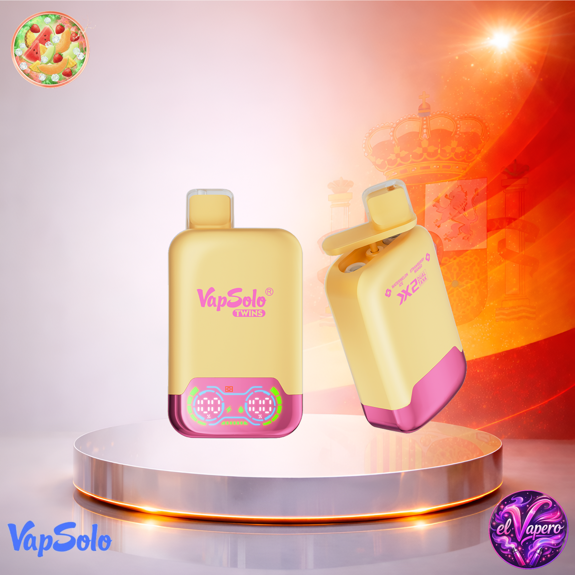 Vapers Desechables - Cigarrillo Electrónico - España - VapSolo - Twins 20K - Watermelon Ice Strawberry Mango 20000 Caladas - Más baratos