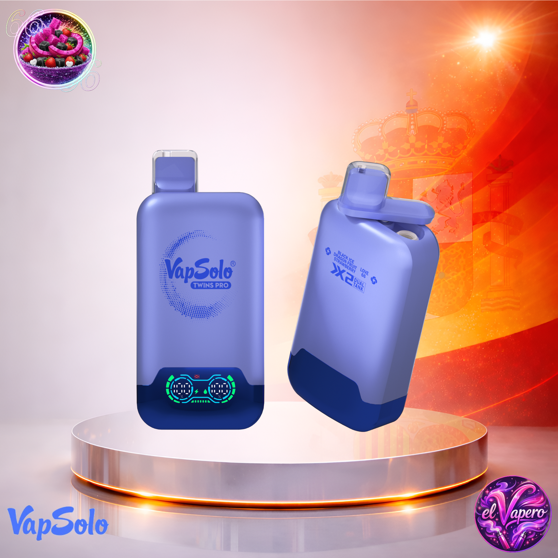 Vapers Desechables - Cigarrillo Electrónico - España - VapSolo - Twins Pro - 50K - Black Ice Dragon Fruit Strawberry Love 66 50000 Caladas - Los más baratos