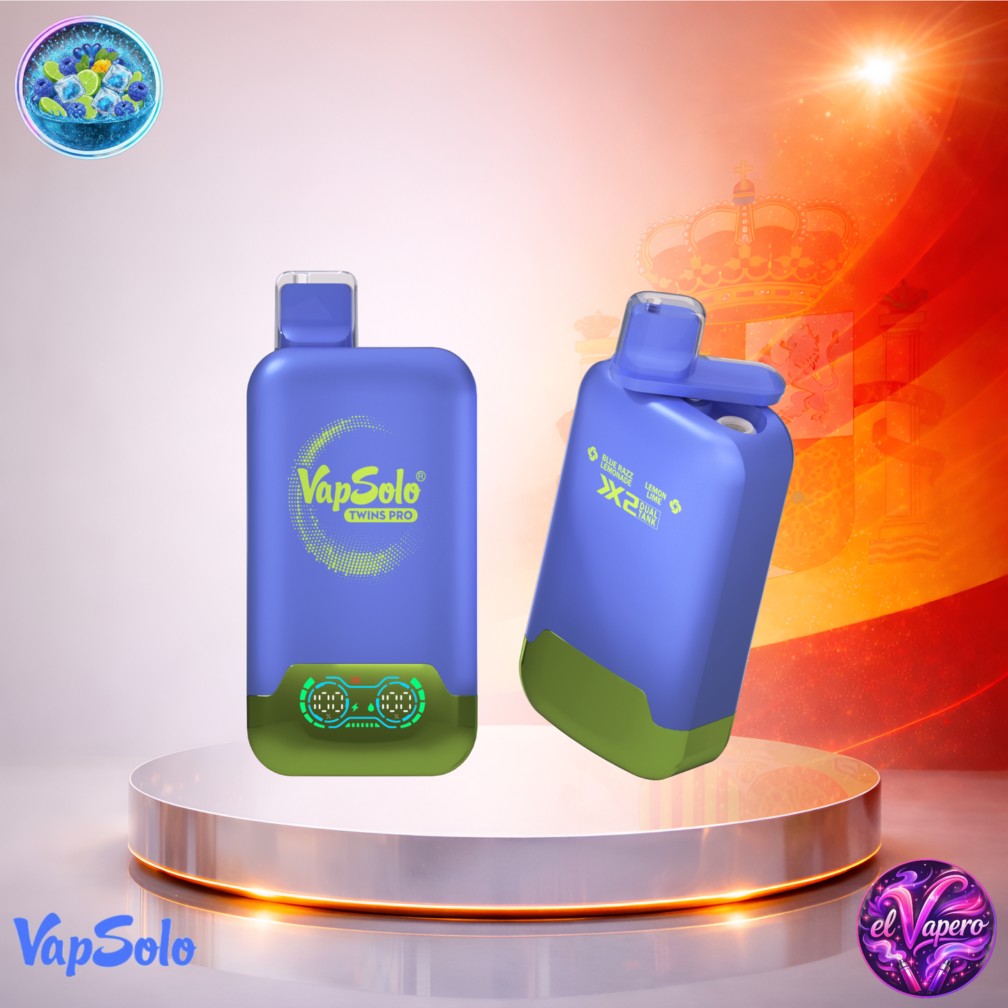 Vapers Desechables - Cigarrillo Electrónico - España - VapSolo - Twins Pro - 50K - Blue Razz Lemonade Lemon Lime 50000 Caladas - Más baratos