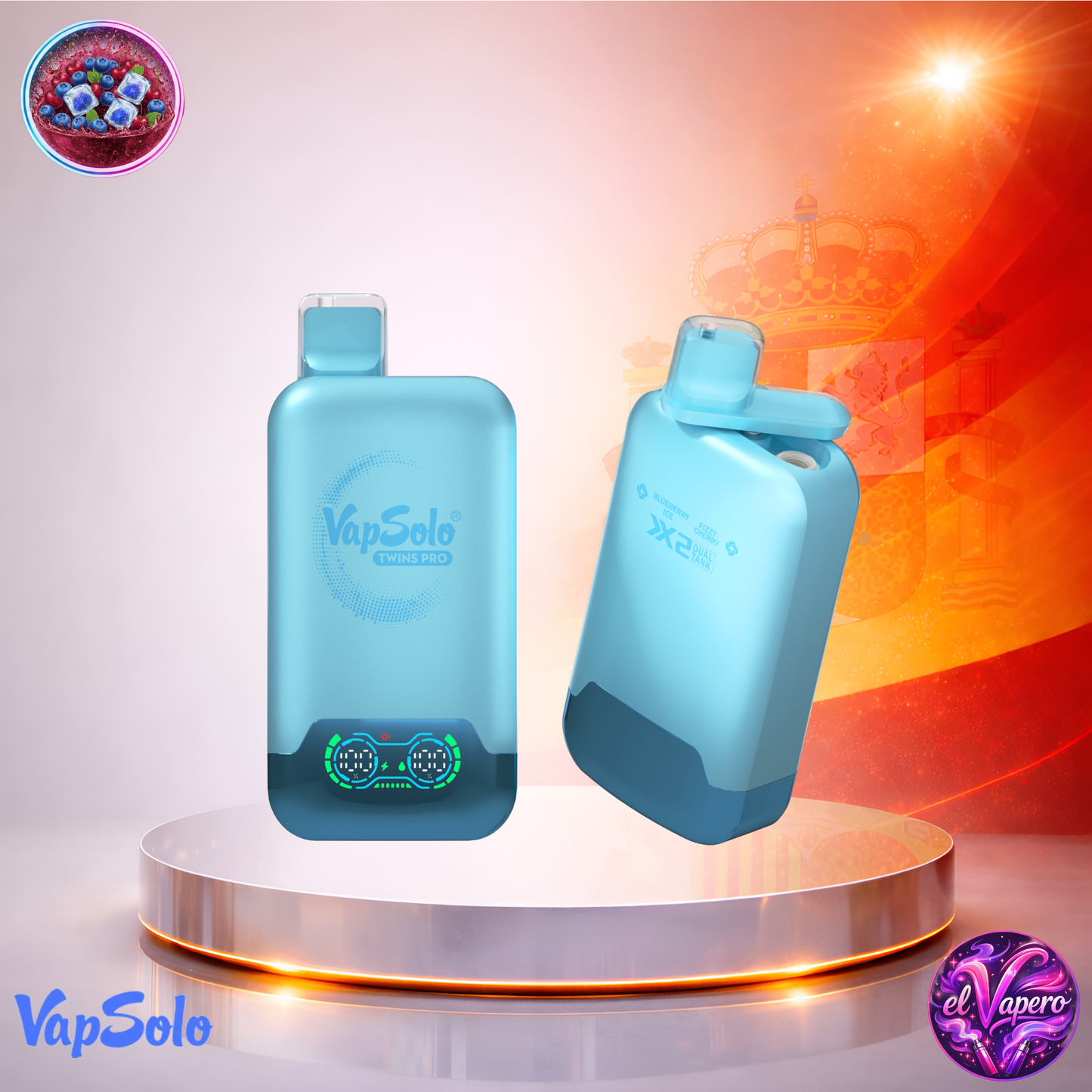 Vapers Desechables - Cigarrillo Electrónico - España - VapSolo - Twins Pro - 50K - Blueberry Ice Fizzy Cherry 50000 Caladas - El mejor precio