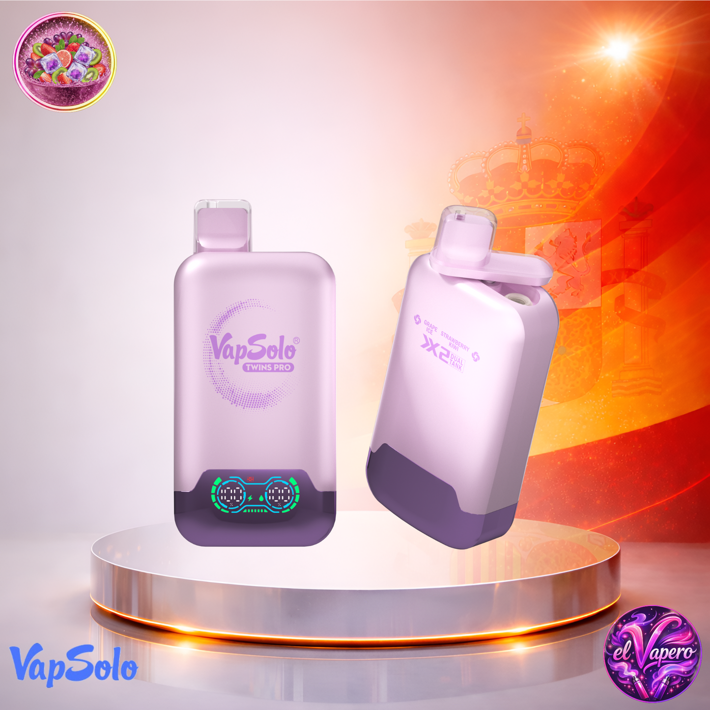 Vapers Desechables - Cigarrillo Electrónico - España - VapSolo - Twins Pro - 50K - Grape Ice Strawberry Kiwi 50000 Caladas - El mejor precio
