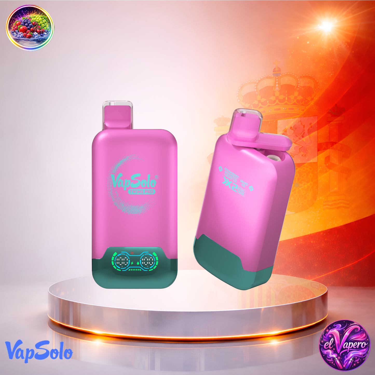 Vapers Desechables - Cigarrillo Electrónico - España - VapSolo - Twins Pro - 50K - Strawberry Raspberry Cherry Ice Grape Ice 50000 Caladas - El mejor precio