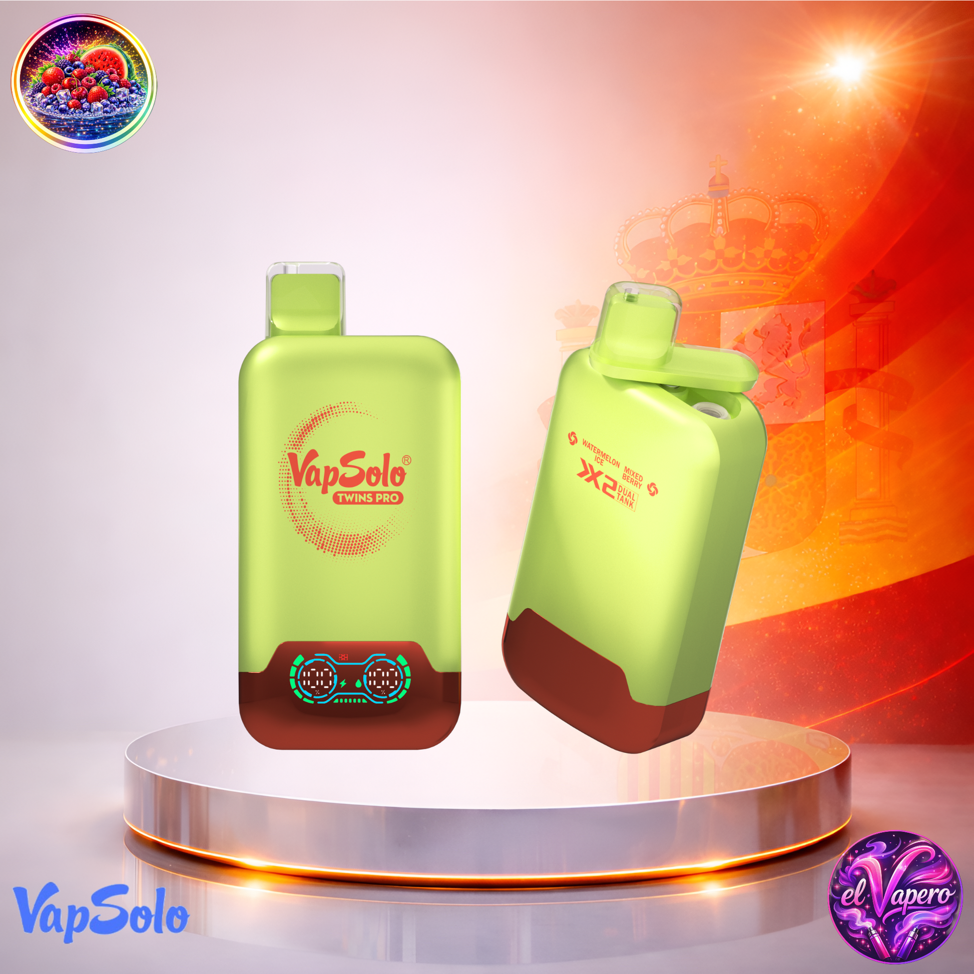 Vapers Desechables - Cigarrillo Electrónico - España - VapSolo - Twins Pro - 50K - Watermelon Ice Mixed Berry 50000 Caladas - Los más baratos