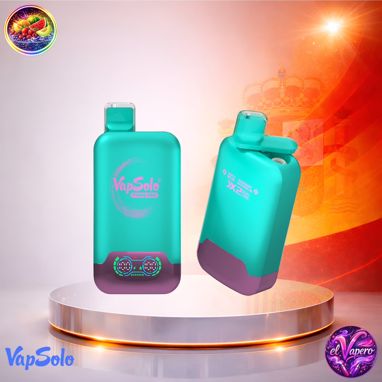 Vapers Desechables - Cigarrillo Electrónico - España - VapSolo - Twins Pro - 50K - Triple Melon Raspberry Watermelon 50000 Caladas - El mejor precio
