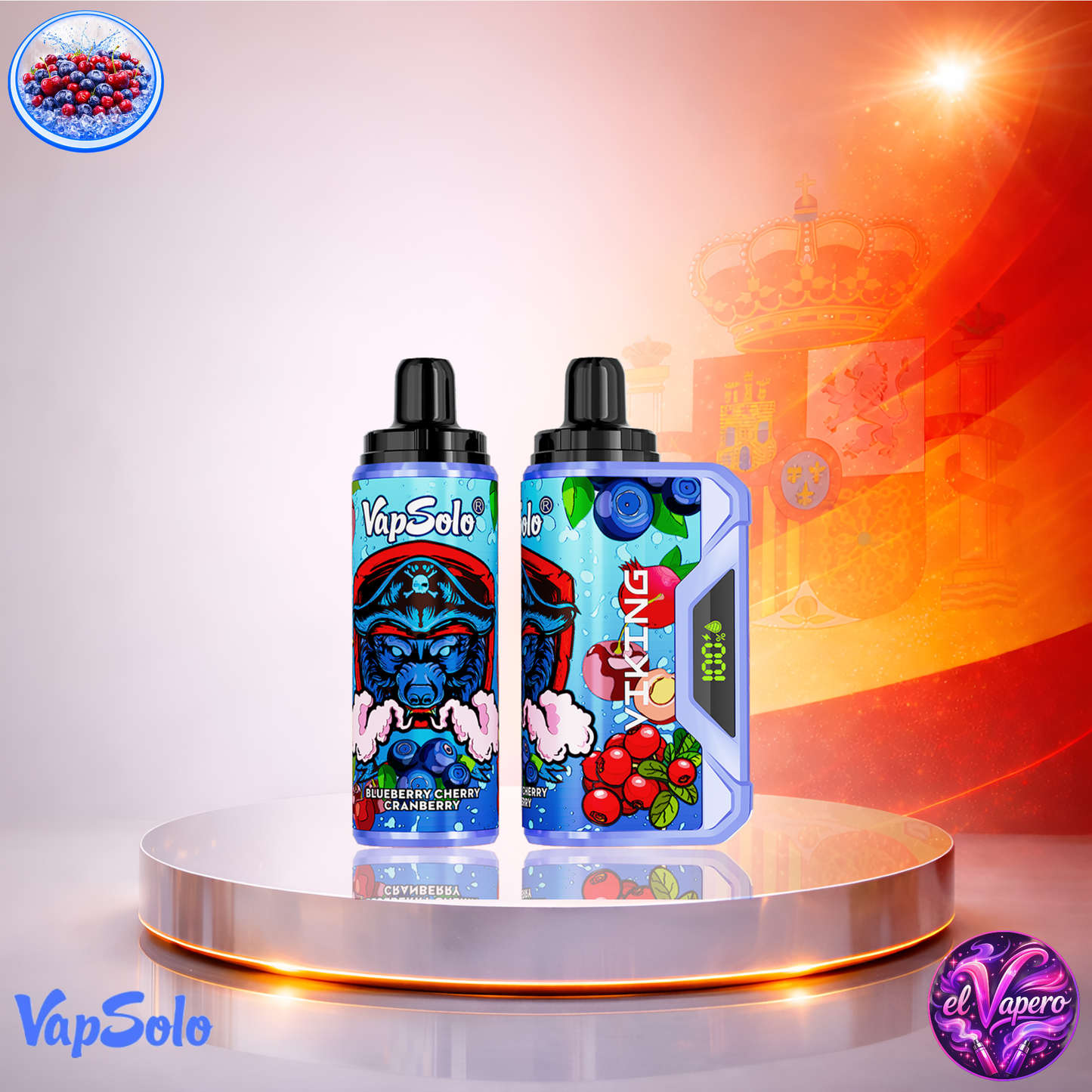 Vapers Desechables - Cigarrillo Electrónico - España - VapSolo - Viking - 12K - Blueberry Cherry Cranberry 12000 Caladas - Más baratos