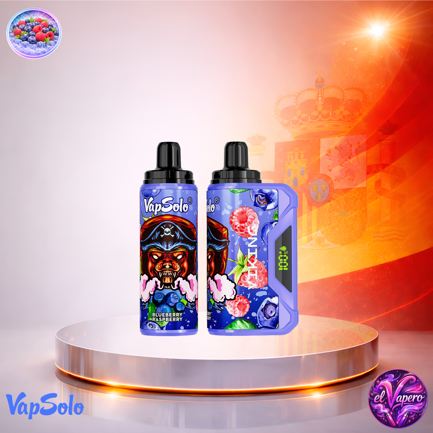 Vapers Desechables - Cigarrillo Electrónico - España - VapSolo - Viking - 12K - Blueberry Raspberry 12000 Caladas - El mejor precio