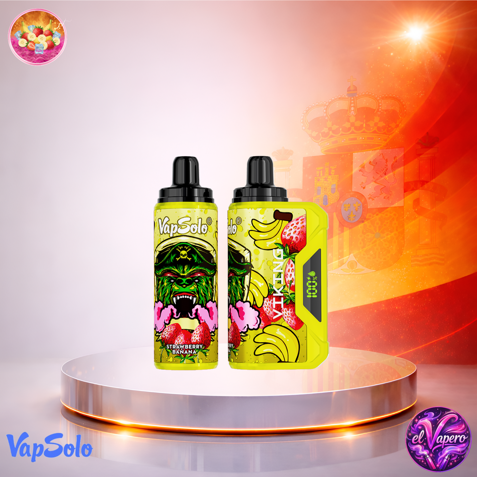Vapers Desechables - Cigarrillo Electrónico - España - VapSolo - Viking - 12K - Strawberry Banana 12000 Caladas - Más baratos
