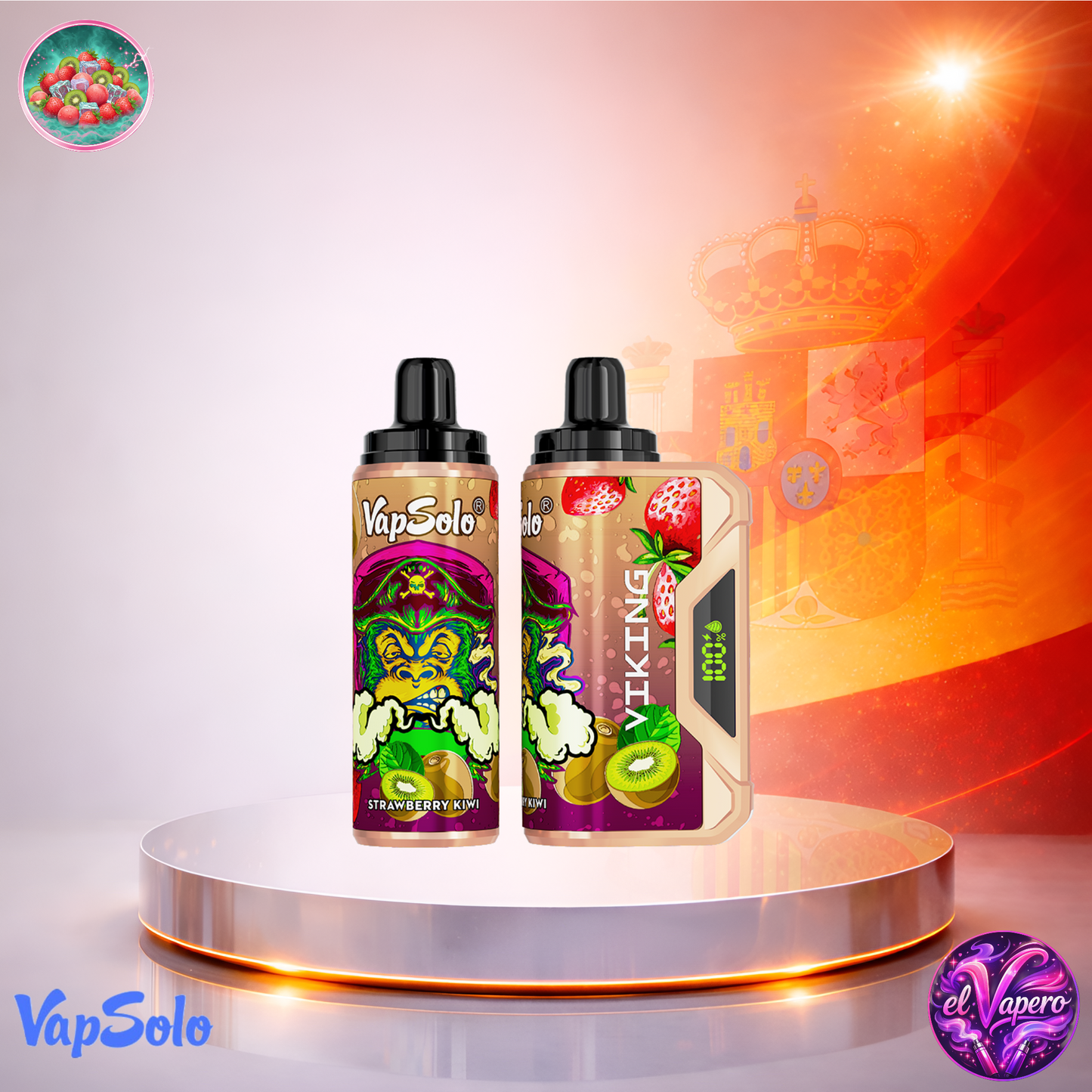 Vapers Desechables - Cigarrillo Electrónico - España - VapSolo - Viking - 12K - Strawberry Kiwi 12000 Caladas - Más baratos