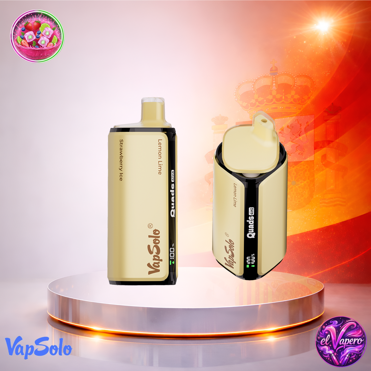 Vapers Desechables - Cigarrillo Electrónico - España - VapeSolo - Quads - 80K - Strawberry Ice Lemon Lime 80000 Caladas - Los más baratos