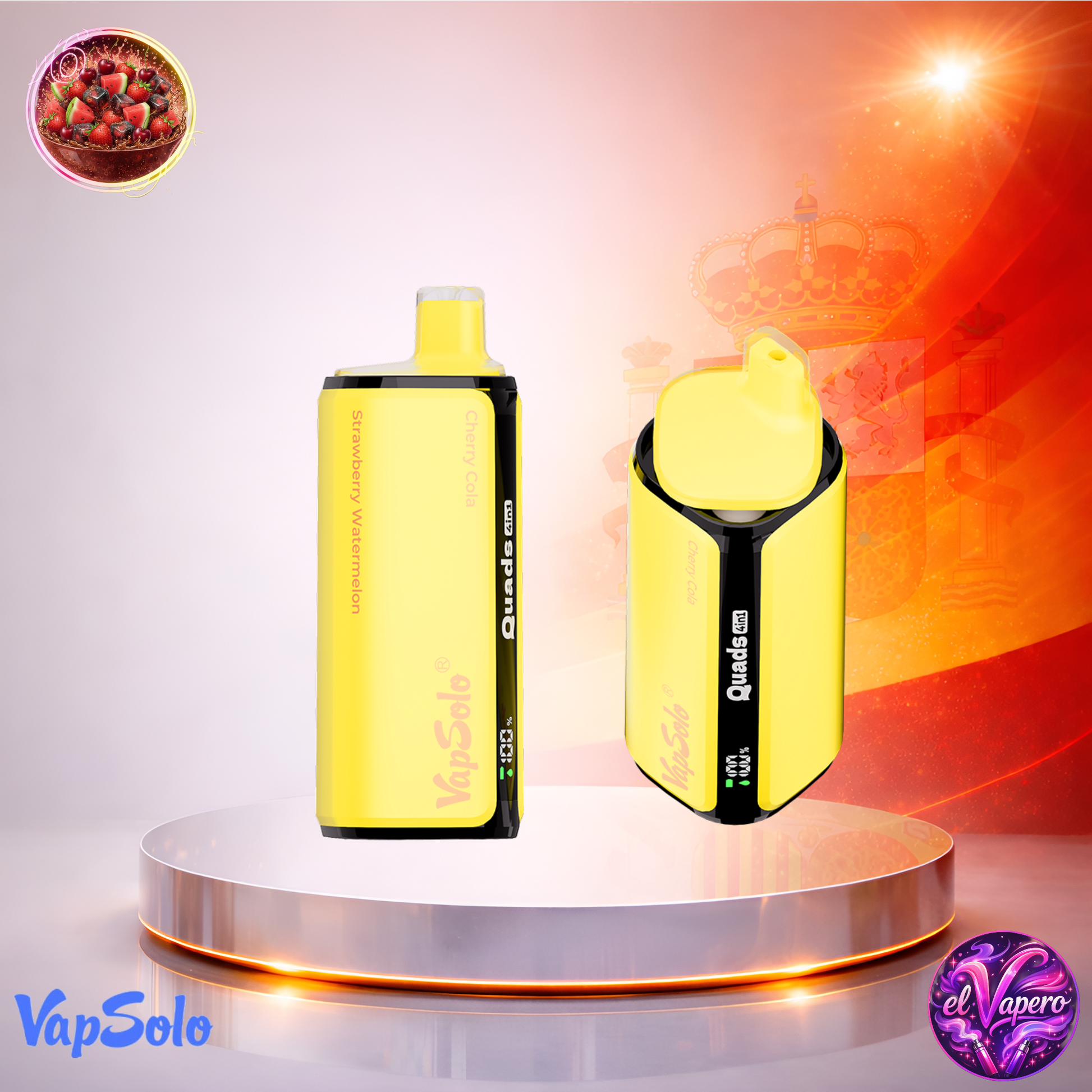 Vapers Desechables - Cigarrillo Electrónico - España - VapeSolo - Quads - 80K - Strawberry Watermelon Cherry Cola 80000 Caladas - Los más baratos