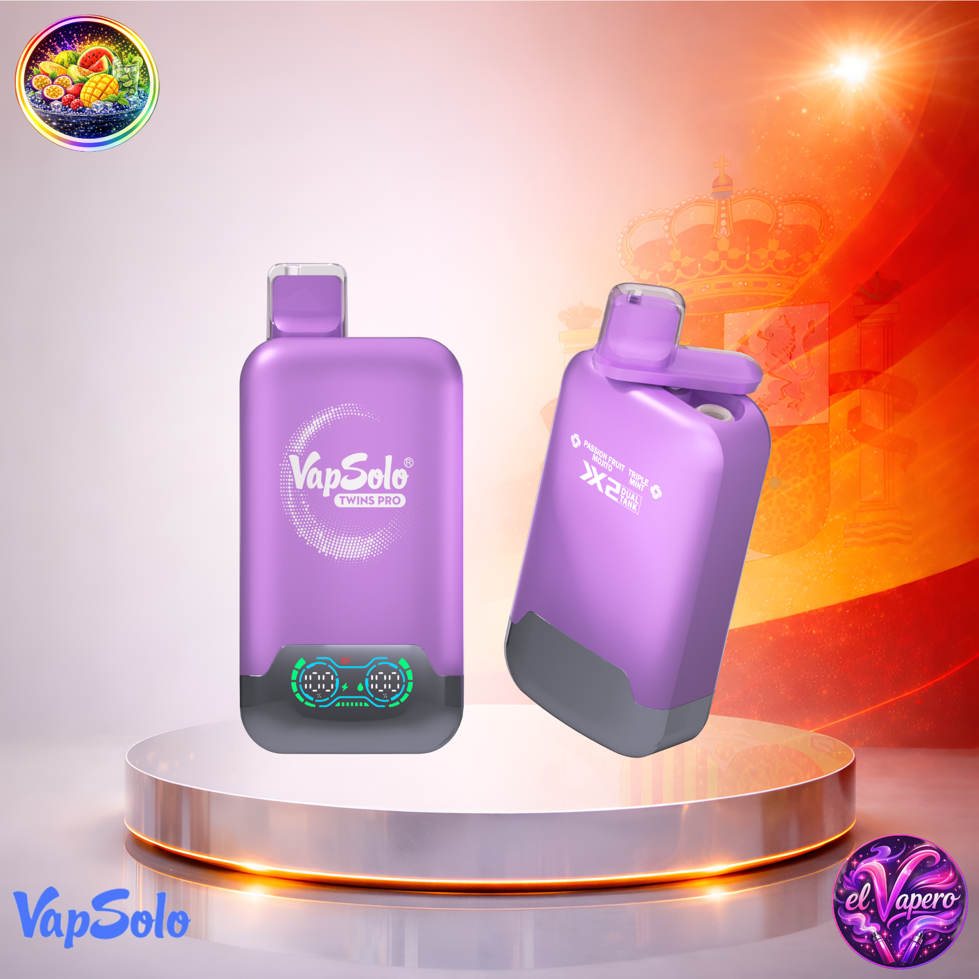 Vapers Desechables - Cigarrillo Electrónico - España - VapeSolo - Twins Pro - 50K - Passion Fruit Mojito Triple Mint 50000 Caladas - Los más baratos