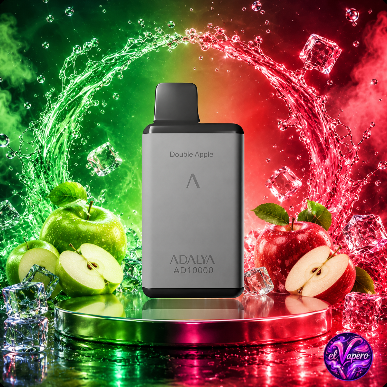 Vaper desechable Adalya AD10000 10K Double Apple con hasta 10000 caladas y auténtico sabor a doble manzana
