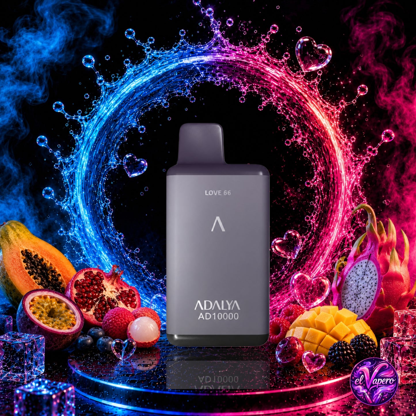 Vaper desechable Adalya AD10000 Love 66 con 10000 caladas y sabor dulce, frutal y refrescante