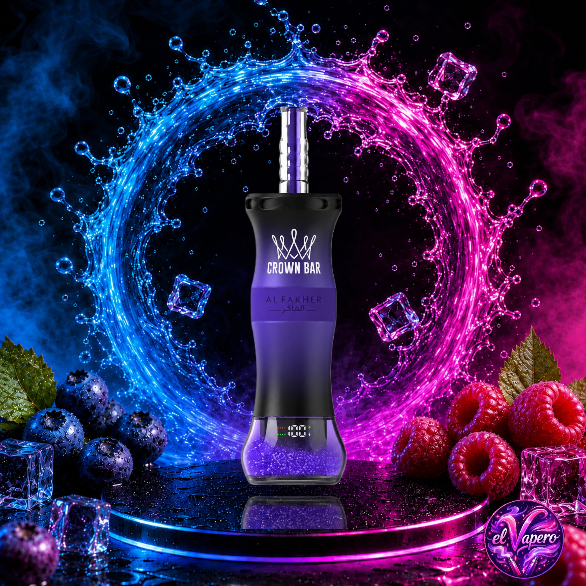 Vaper desechable Al Fakher Crown Bar E-Hose X 60K Blueberry Sour Raspberry con hasta 60000 caladas disponible en ElVapero.es
