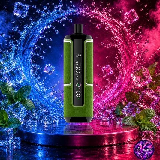Vape desechable Al Fakher Crown Bar HyperMax 15K Menthol con hasta 15000 caladas disponible en ElVapero.es