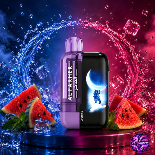 Vaper desechable Al Fakher Crown Bar Ultra 25K Lush Ice con 25000 caladas y sabor a sandía helada