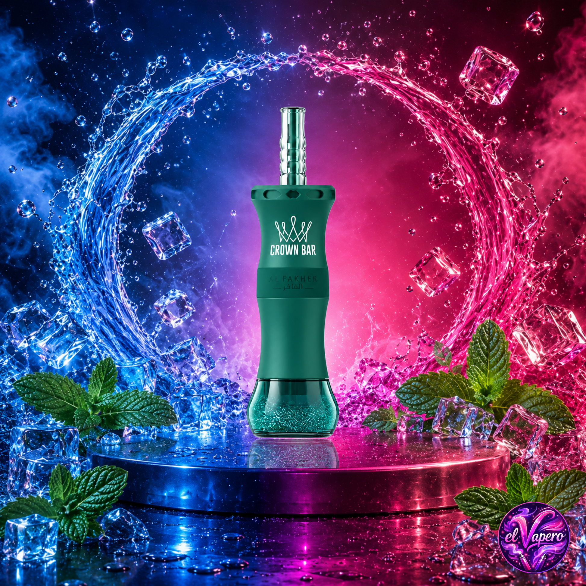 Cigarrillo electrónico desechable Al Fakher Crown Bar E-Hose X 60K Spearmint con hasta 60000 caladas y refrescante sabor a hierbabuena