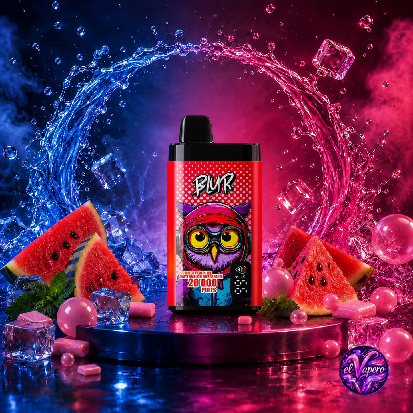 Vaper Desechable Watermelon Bubblegum – Blur 20000 20K Doble Sabor