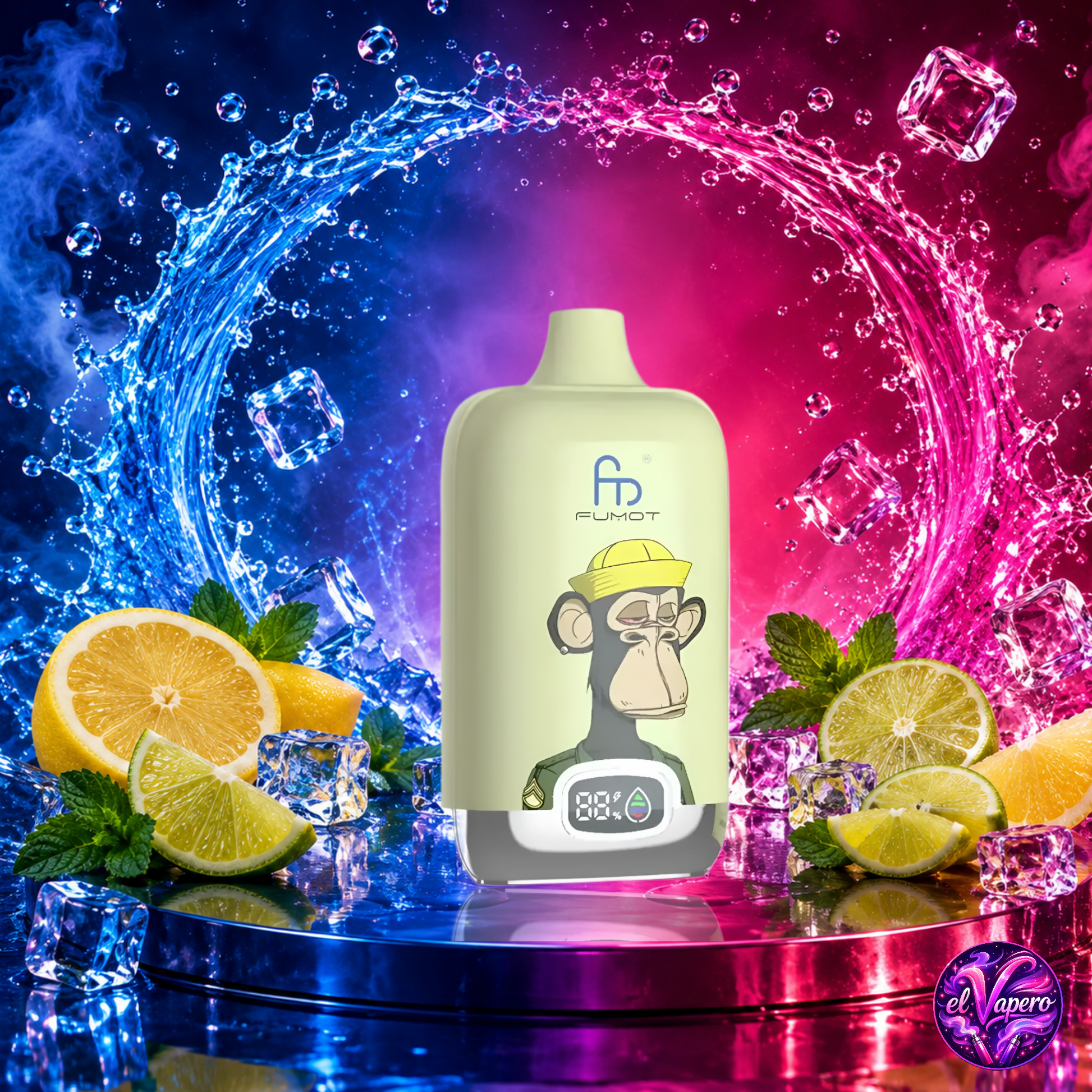 Vaper desechable Fumot Digital Box 12K Lemon Lime con hasta 12000 caladas y refrescante sabor a limón y lima