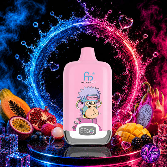 Vaper desechable Fumot Digital Box 12K Love 66 con 12000 caladas y sabor dulce, frutal y refrescante