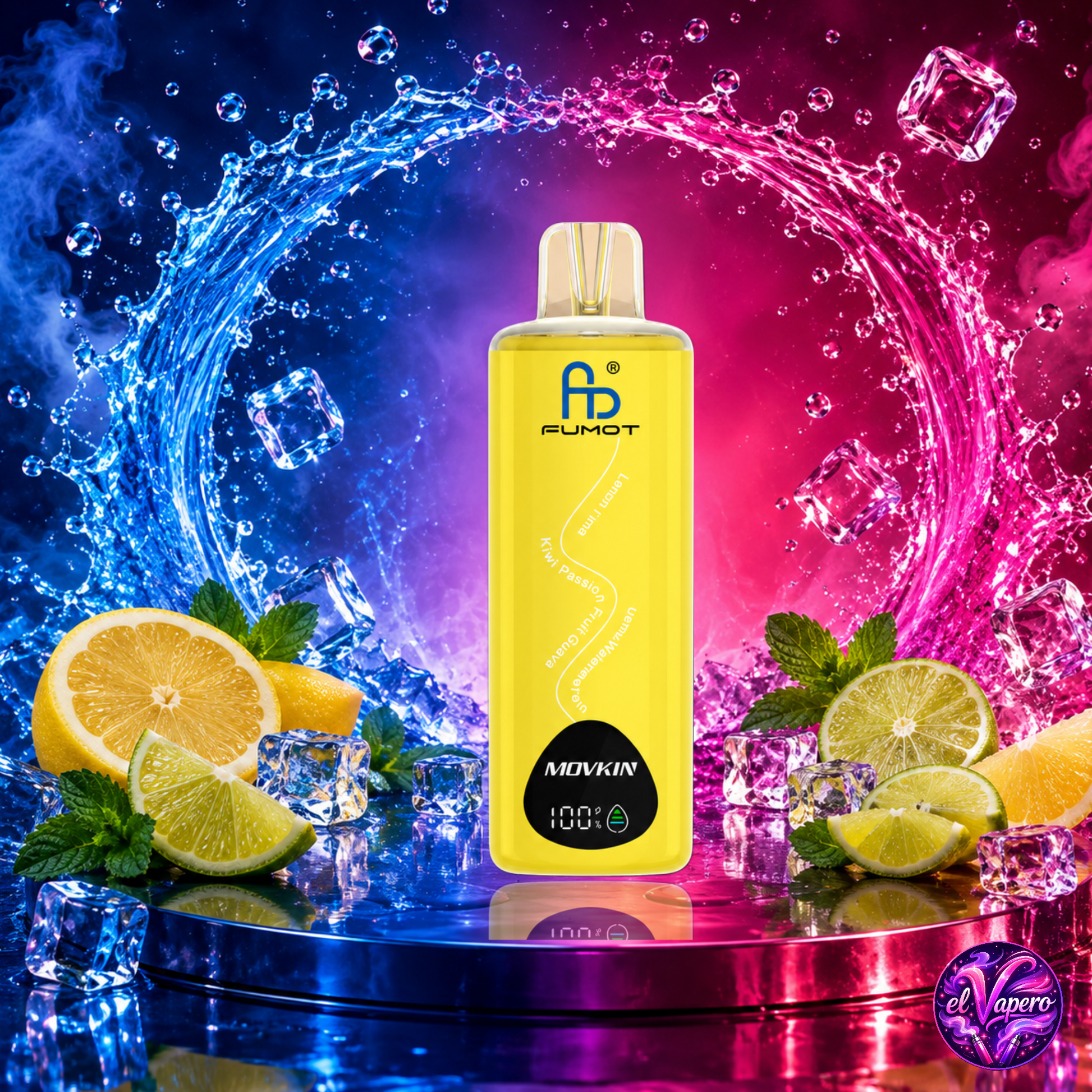 Vaper desechable Fumot ECO 3 en 1 24K Lemon Lime con hasta 24000 caladas y refrescante sabor a limón y lima