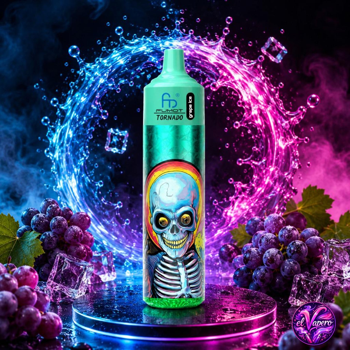 Vaper desechable Fumot Tornado 30K Music Grape Ice con 30000 caladas y sabor a uva helada