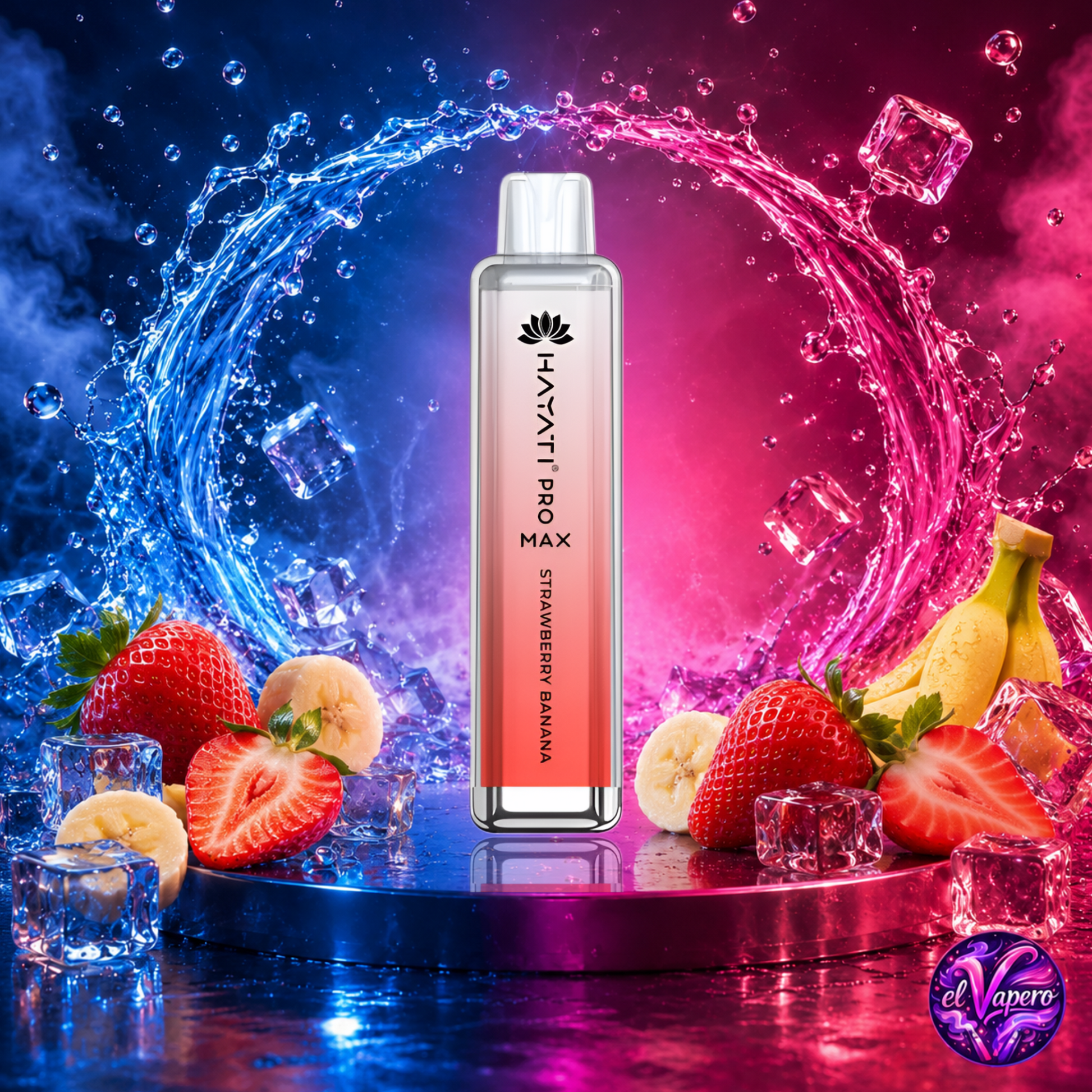 Vape desechable Hayati Pro Max 4K Strawberry Banana con hasta 4000 caladas disponible en ElVapero.es