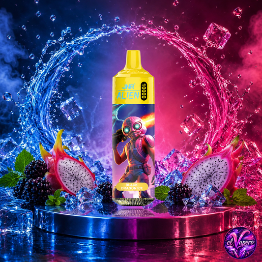 Vaper desechable JNR Alien 10K Black Dragon Ice con hasta 10000 caladas disponible en ElVapero.es