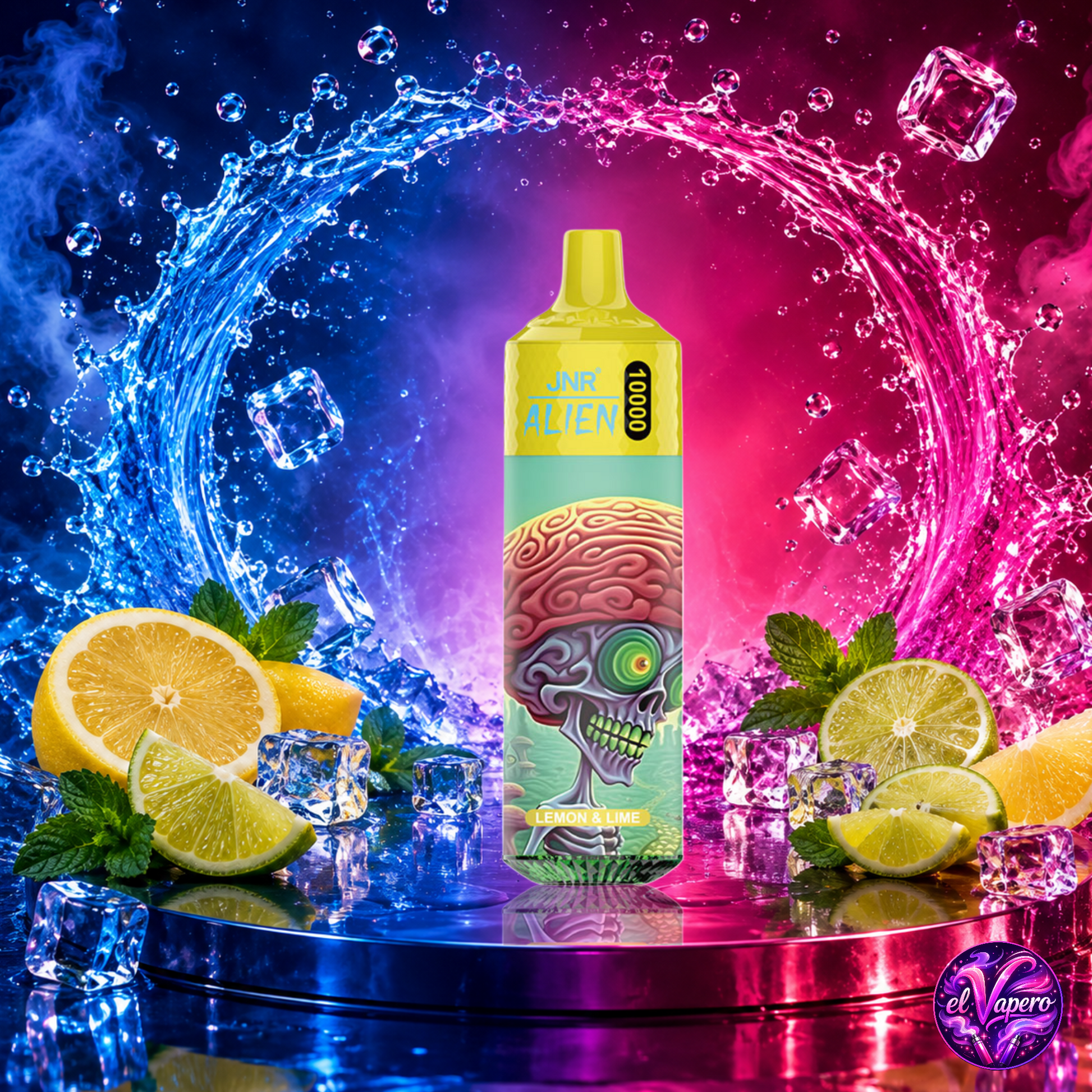 Vaper desechable JNR Alien 10K Lemon Lime con hasta 10000 caladas y refrescante sabor a limón y lima