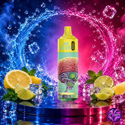 Vaper desechable JNR Alien 10K Lemon Lime con hasta 10000 caladas y refrescante sabor a limón y lima