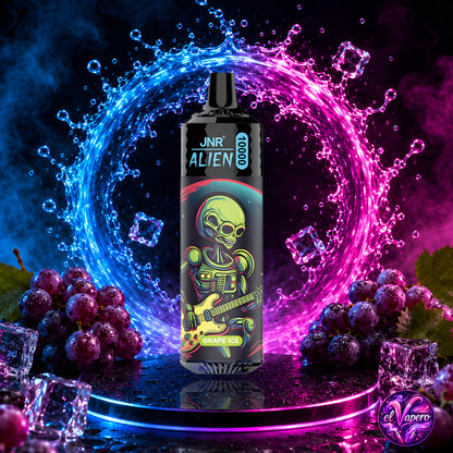 Vaper desechable JNR Alien 10K Grape Ice con 10000 caladas y sabor a uva helada