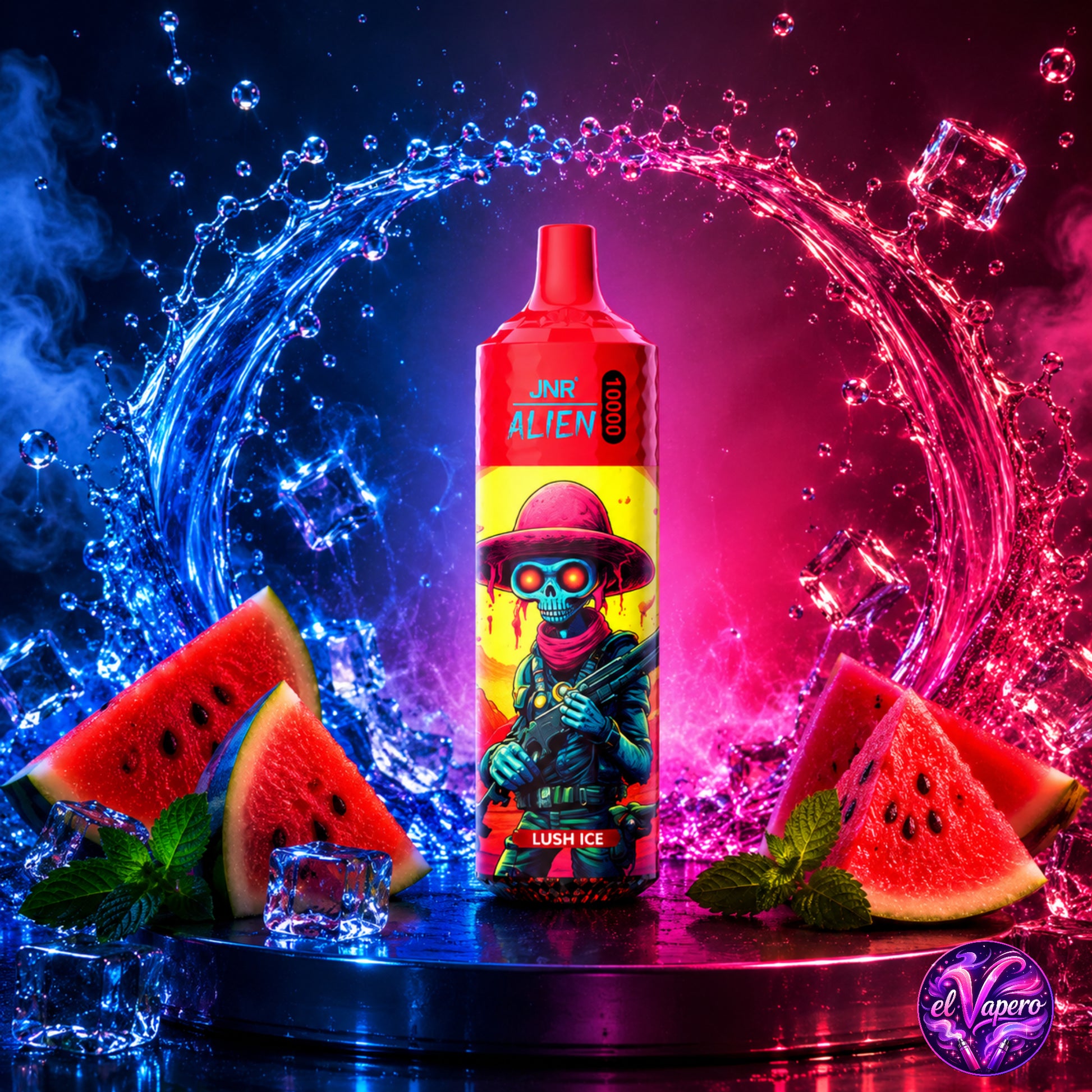 Vaper desechable JNR Alien 10K Lush Ice con 10000 caladas y sabor a sandía helada