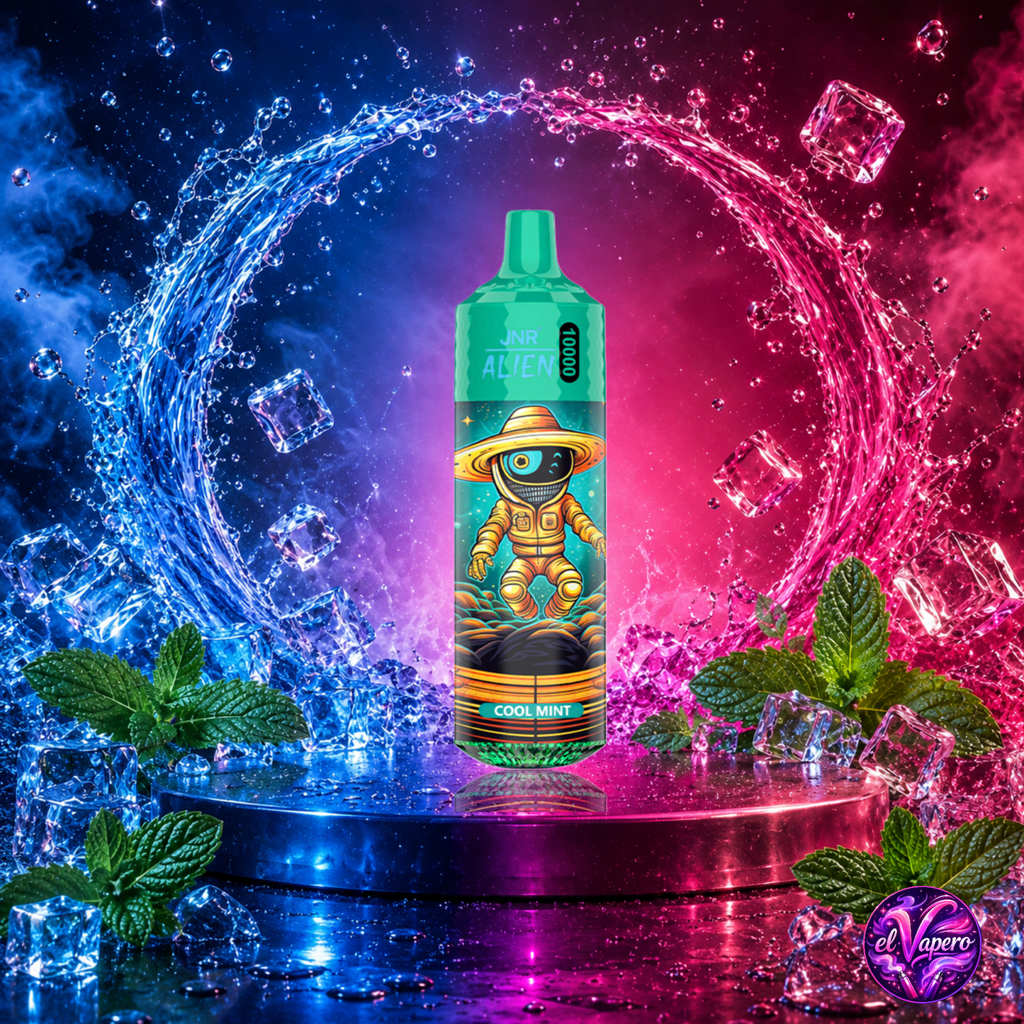 Vaper desechable JNR Alien 10K Mint con hasta 10000 caladas y refrescante sabor a menta