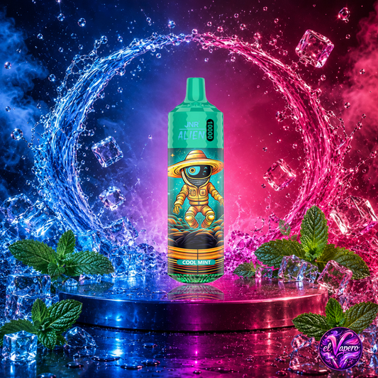 Vaper desechable JNR Alien 10K Mint con hasta 10000 caladas y refrescante sabor a menta
