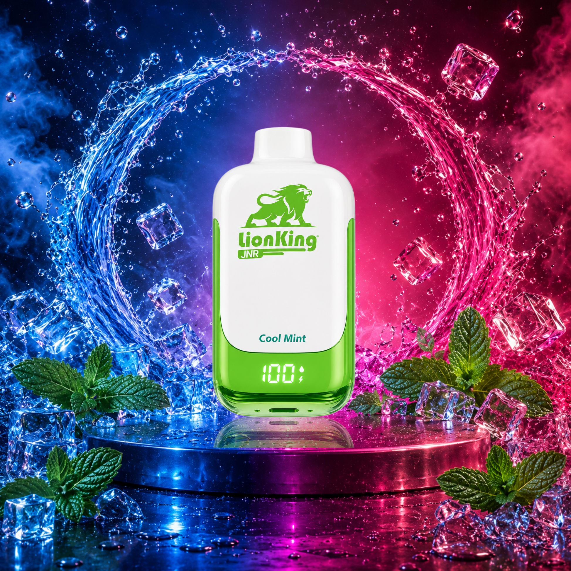 Vaper desechable JNR LionKing 42K Mint con hasta 42000 caladas y refrescante sabor a menta