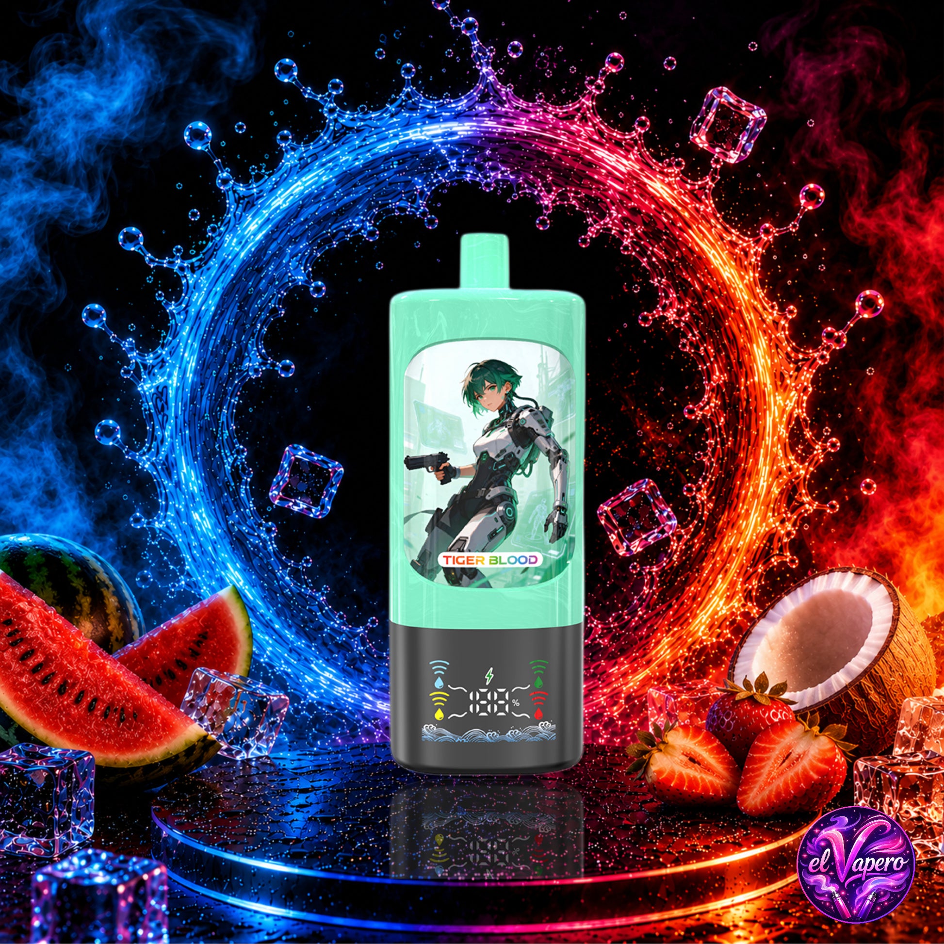 Vaper desechable JNR Quads 120K Tiger Blood con 120000 caladas y sabor tropical intenso