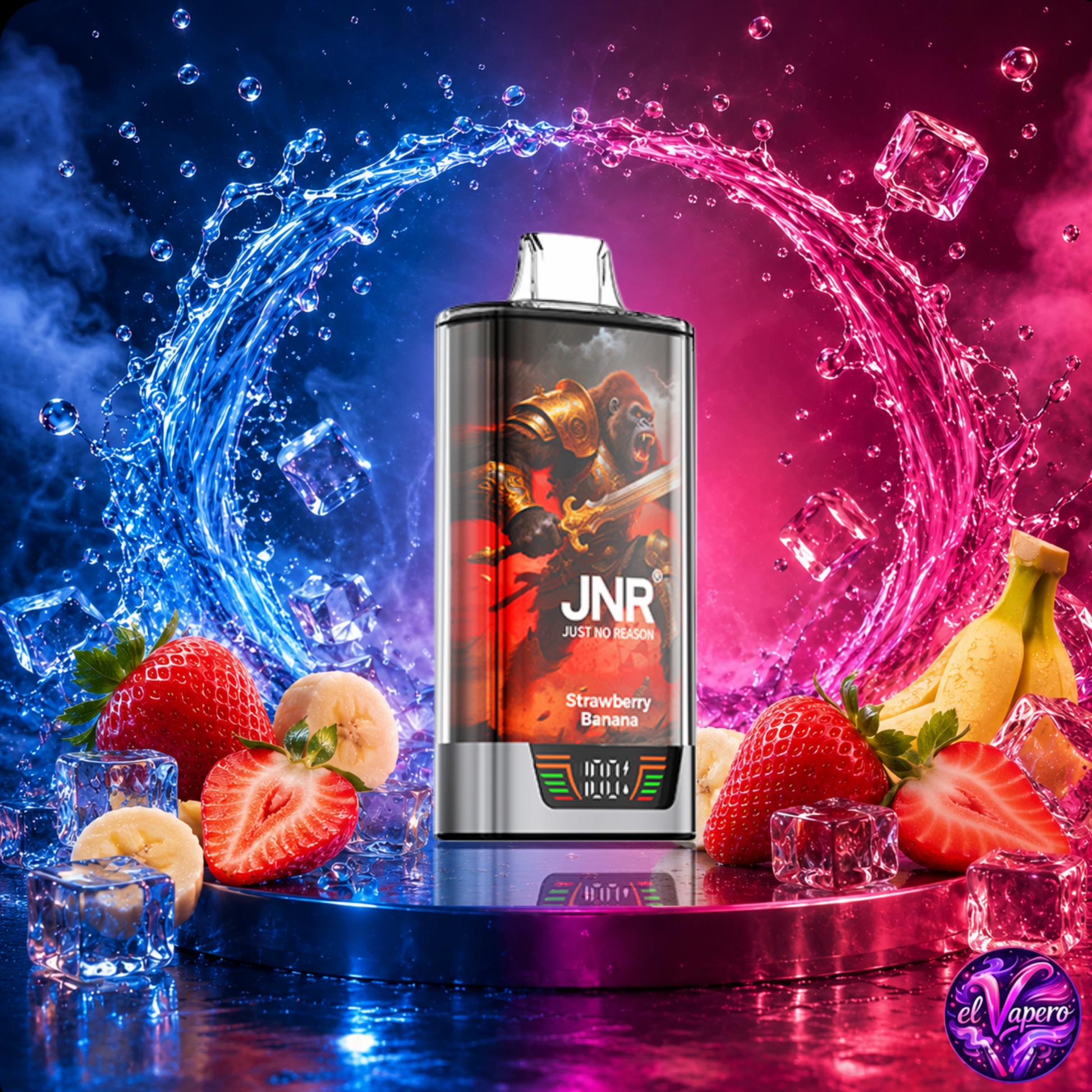 Vaper desechable JNR RageGorilla 55K Strawberry Banana con hasta 55000 caladas disponible en ElVapero.es