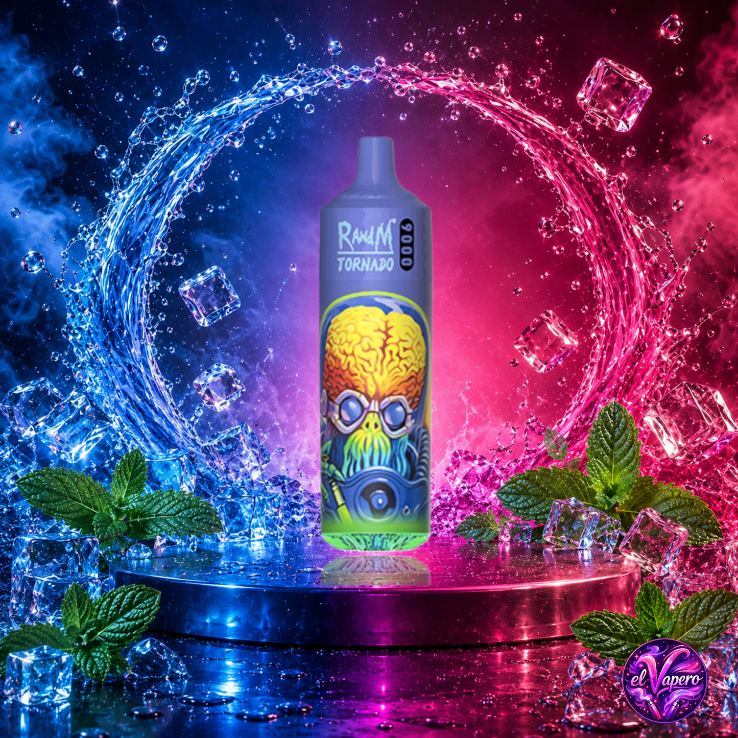 Vaper desechable RandM Tornado 9K Mint con hasta 9000 caladas y refrescante sabor a menta