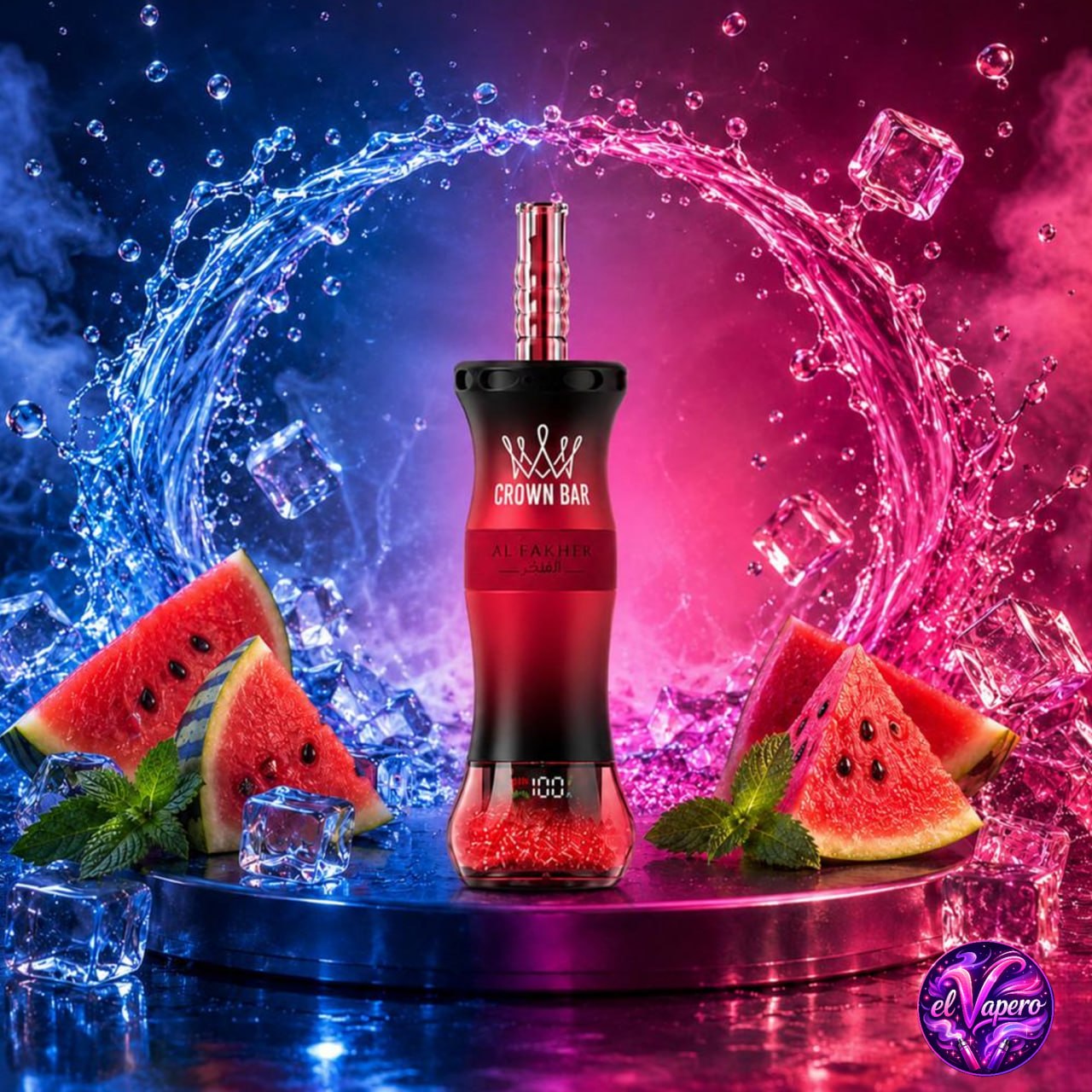 Vaper desechable Al Fakher Crown Bar E-Hose X 60K Lush Ice con 60000 caladas y sabor a sandía helada