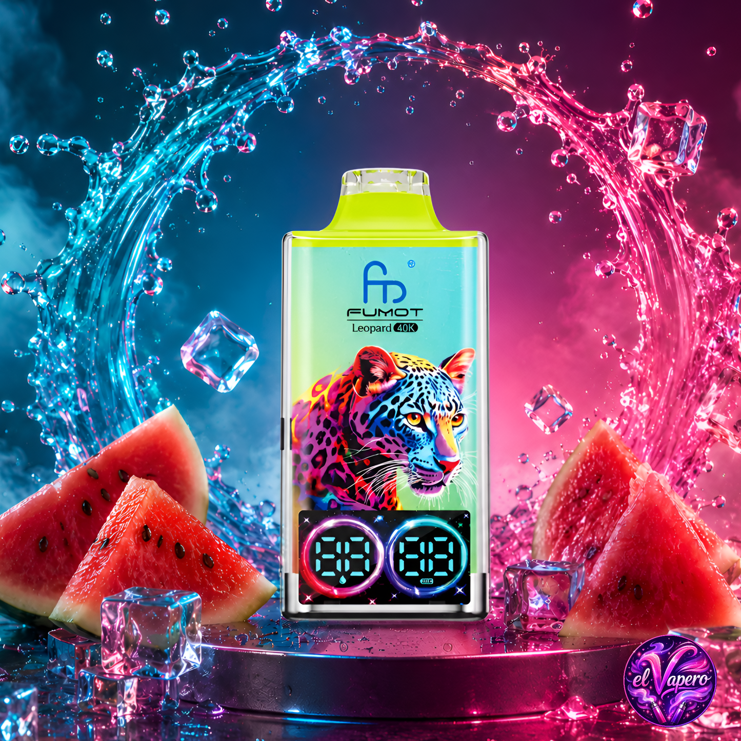 Vapers desechables Fumot Leopard 40K Watermelon Ice con 40000 caladas y sabor a sandía helada