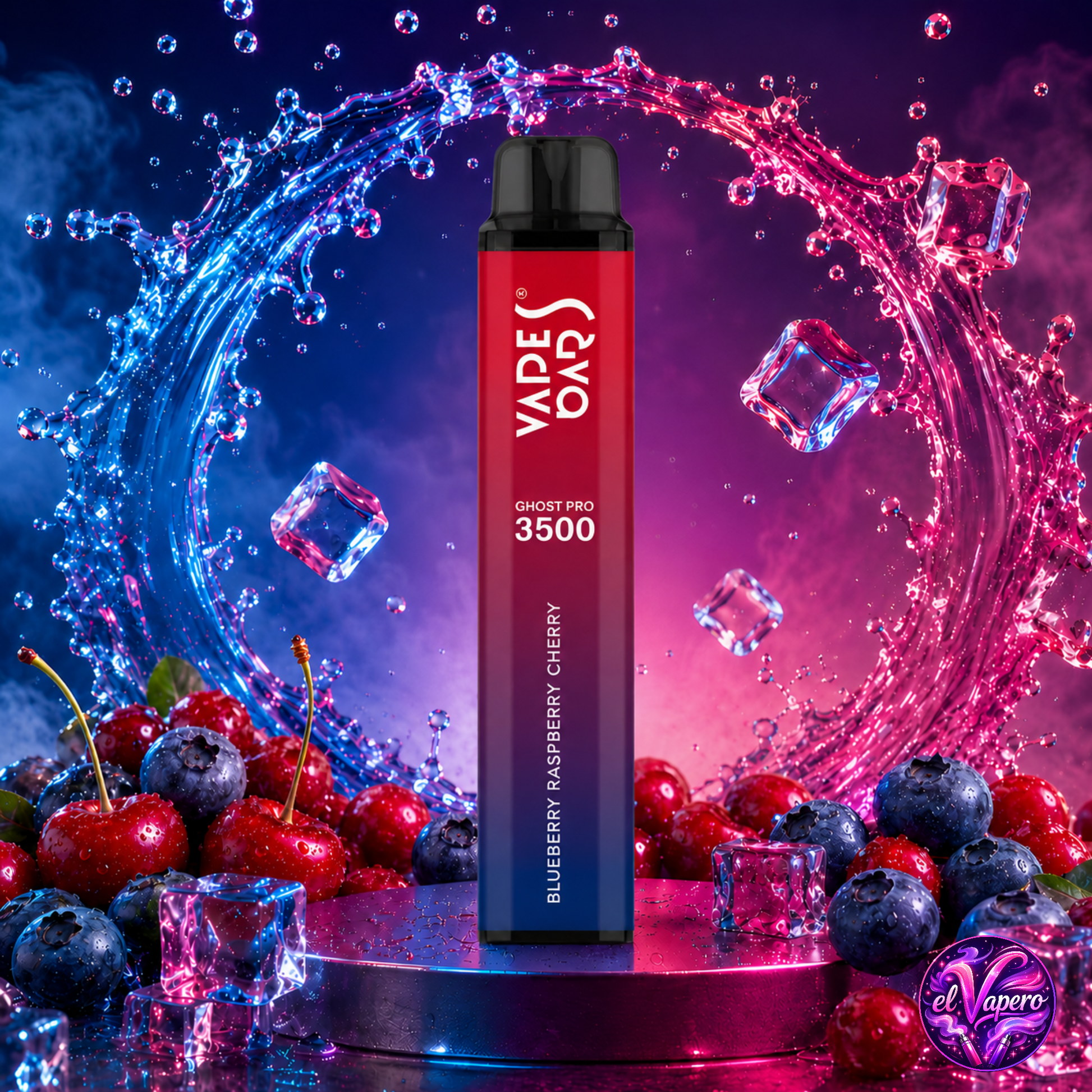 Vapers desechables Ghost Pro 3500 Blueberry Raspberry Cherry con sabor a arándano, frambuesa y cereza