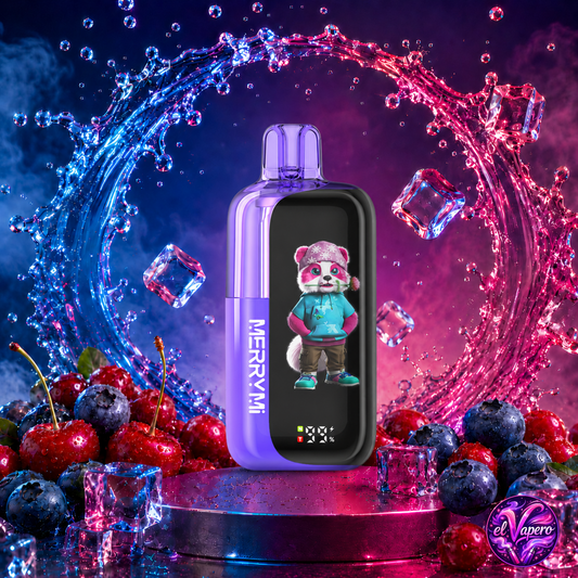 Vapers desechables MerryMi Panda X 40K Blueberry Raspberry Cherry con 40000 caladas y sabor a frutos rojos