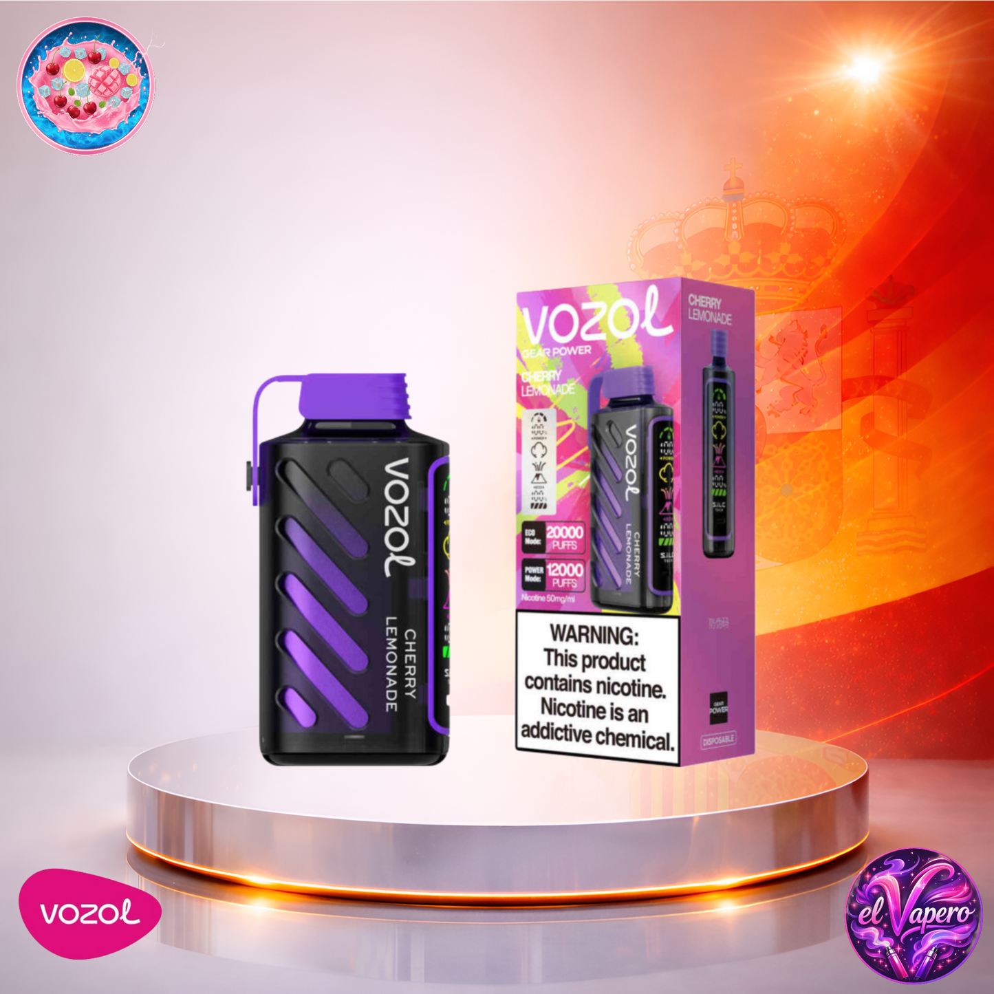 Vapers Desechables - Cigarrillo Electrónico - España - Vozol Gear Power 20K - Cherry Lemonade - 20000 Caladas - Los más baratos