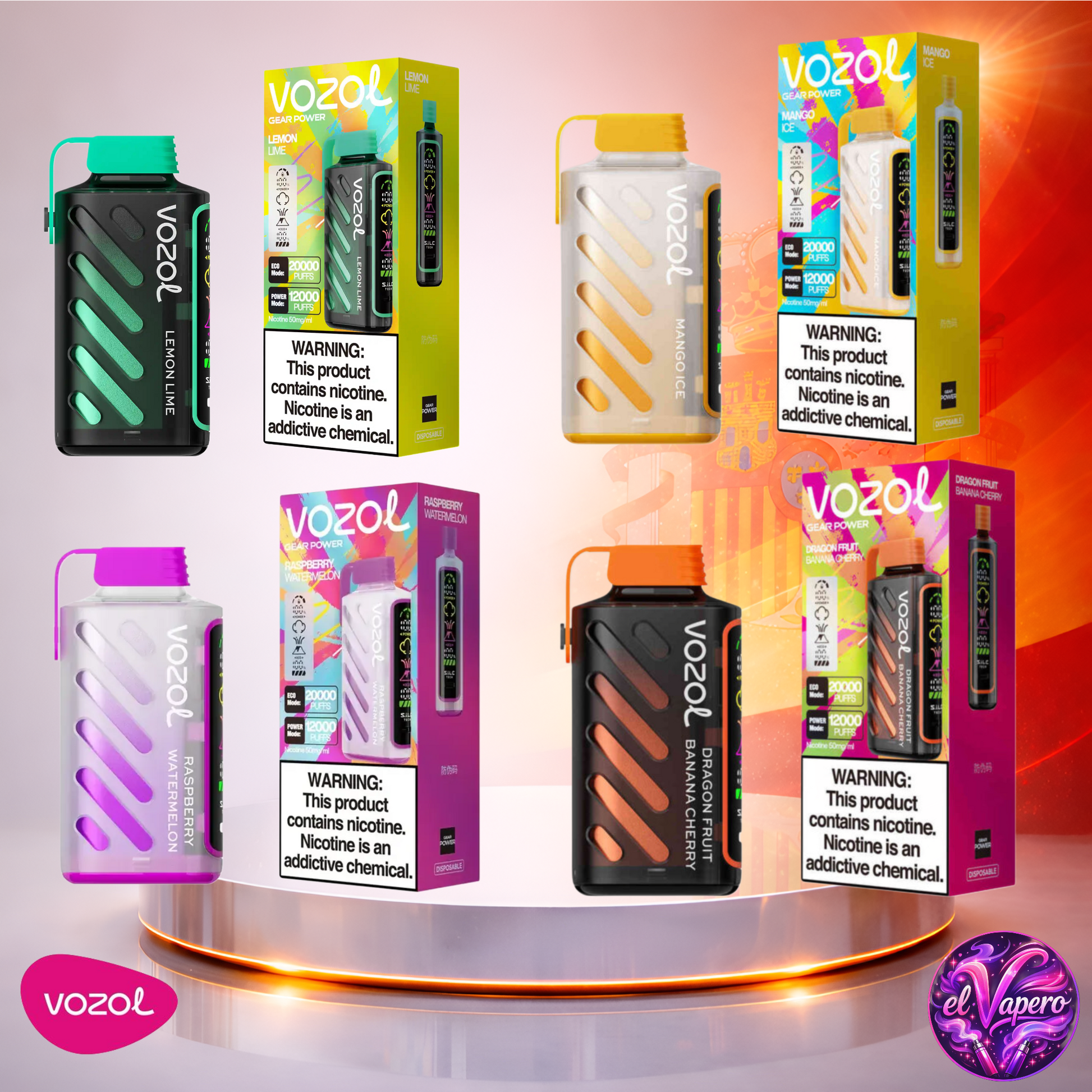 Vapers Desechables - Cigarrillo Electrónico - España - Vozol Gear Power 20K - Sabores 1 - 20000 Caladas - El mejor precio