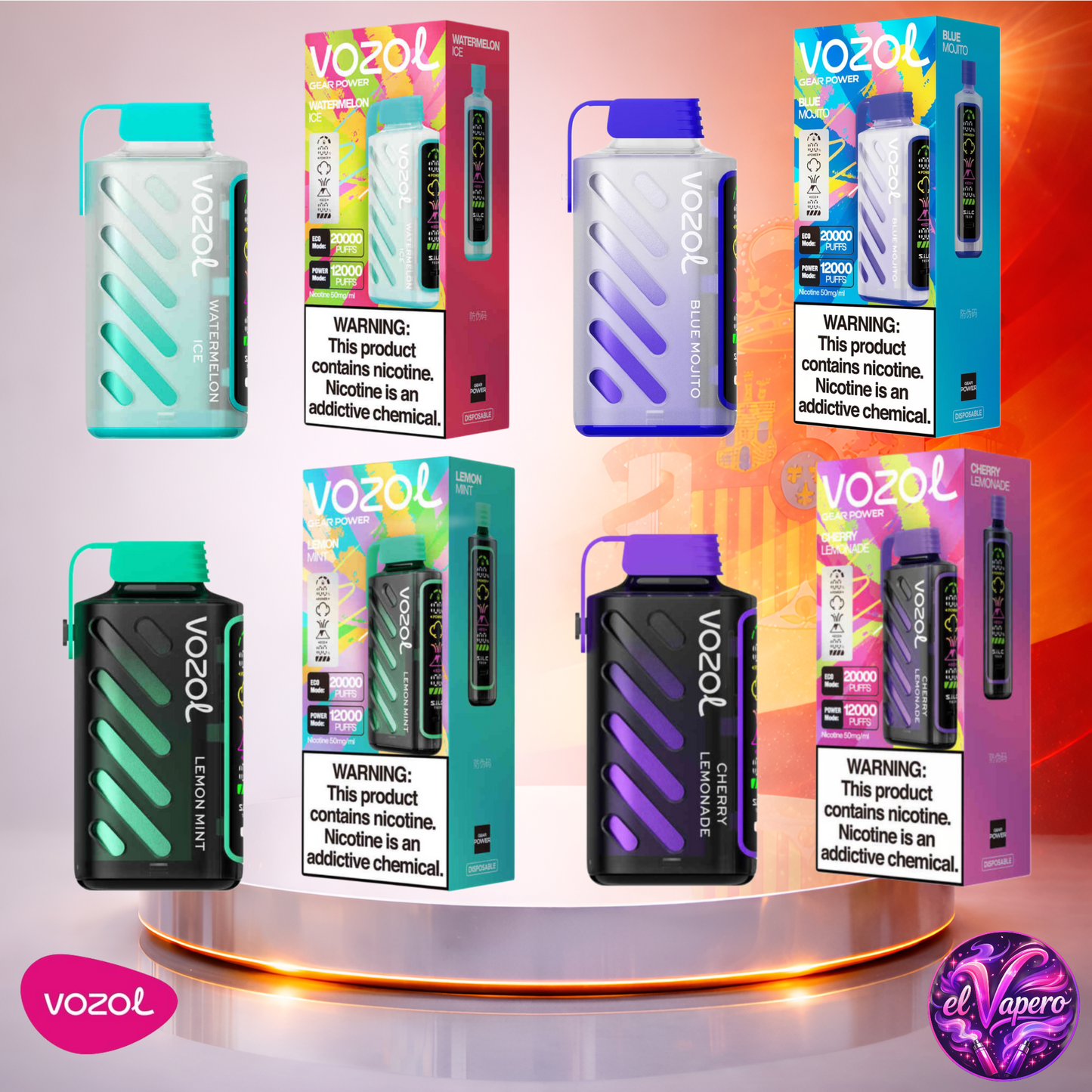 Vapers Desechables - Cigarrillo Electrónico - España - Vozol Gear Power 20K - Sabores 2 - 20000 Caladas - El mejor precio